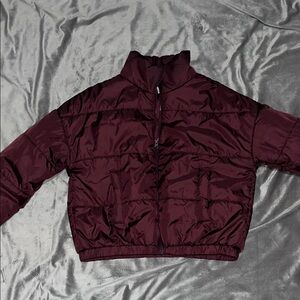 Women's Burgundy Puffer Jacket